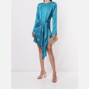 Farfetch THE ANDAMANE Giraffe Print Dress Women Size Small Viscose Satin Effect